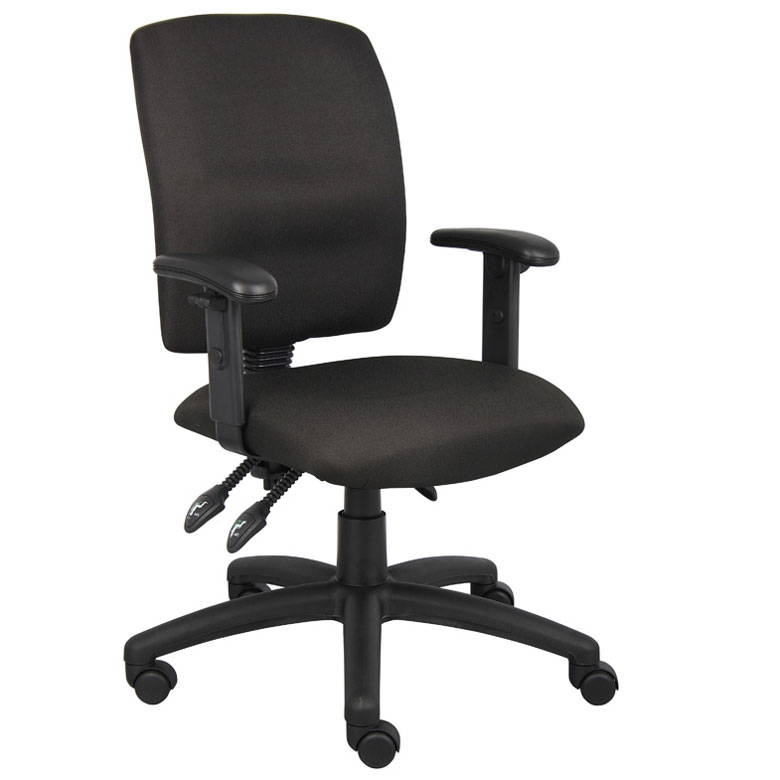 Office Chair, Multi-Lever Mechanism & Adjustable T-Arms, Upholstered Fabric