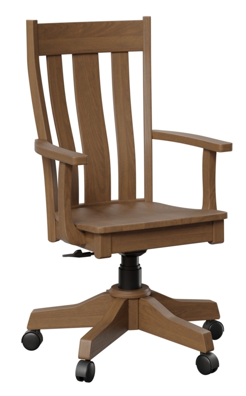 Office Chair Nailhead Trim Wood Star Base Slatted Back Traditional