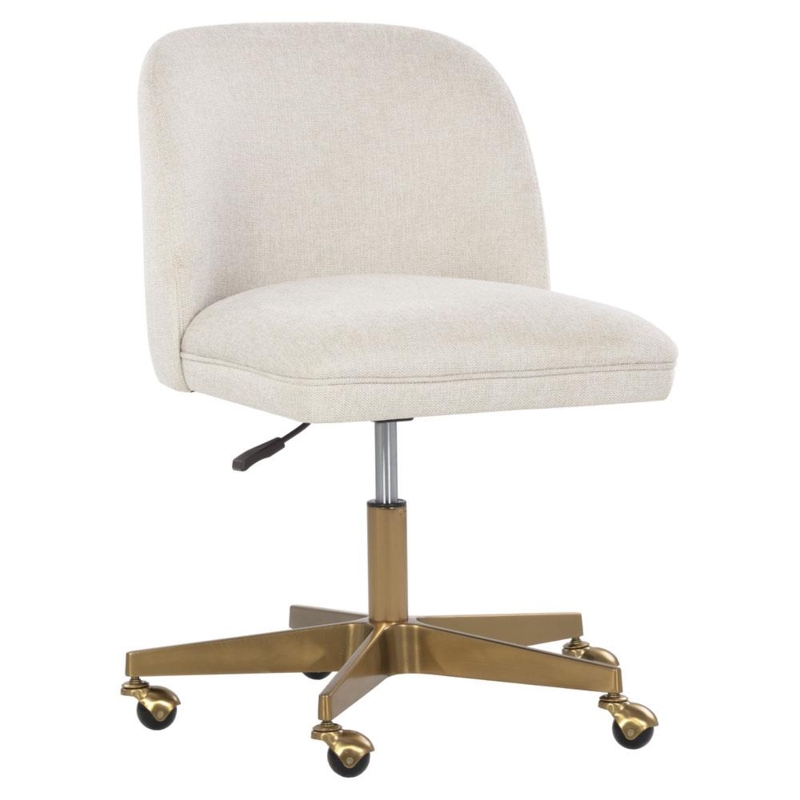 Office Chair Oatmeal Woven Fabric Low Back Brushed Base Elegant