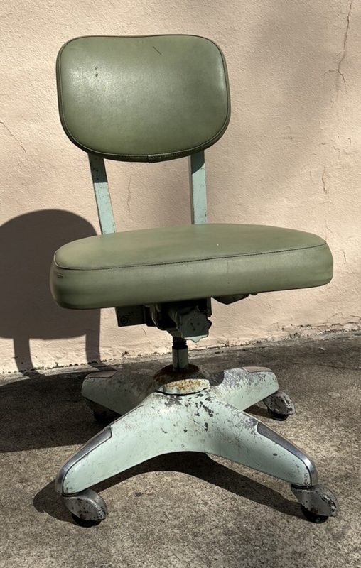 Office Chair Olive Metal Frame Vintage Industrial Task Seating