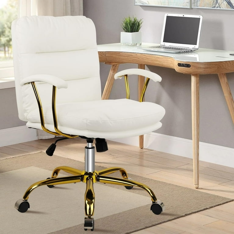Office Chair, Padded Seat Mid-Back, Chic Bedroom Vanity Chair