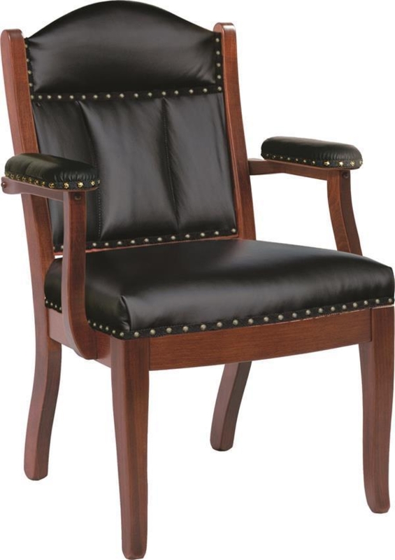 Office Chair Padded Wood Arms Low Back Swivel Base Traditional Seating