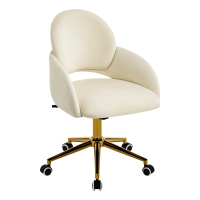 Office Chair Pink Cutout Back Gold Toned Base Swivel Rolling