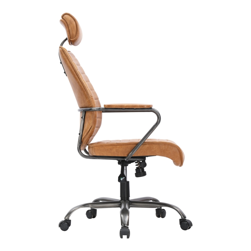 Office Chair Polished Chrome Finish Tan Armless Ribbed Desk Seating