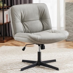 Office Chair Quilted Backrest Four Star Fixed Base Leather Like