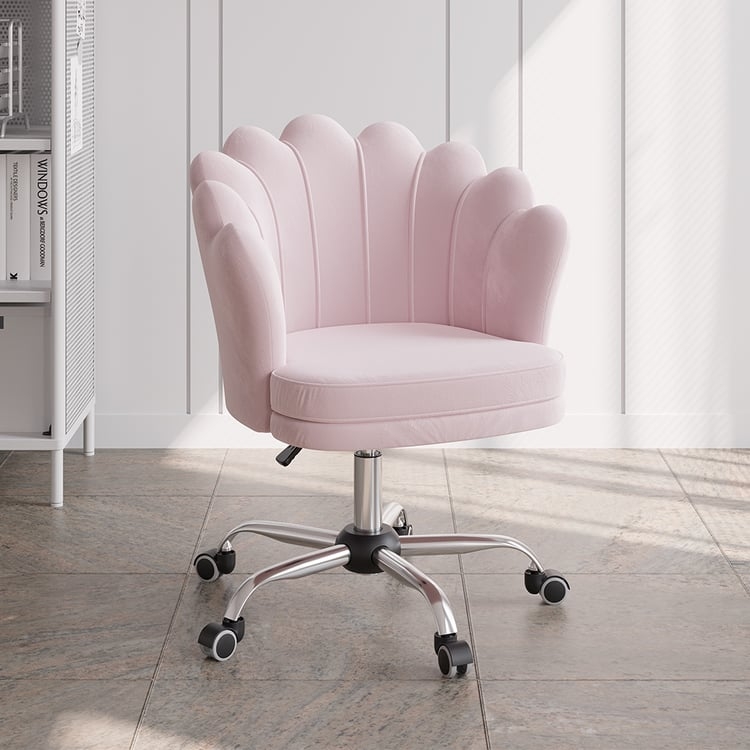 Office Chair Ribbed Curved Back Chrome Base Adjustable