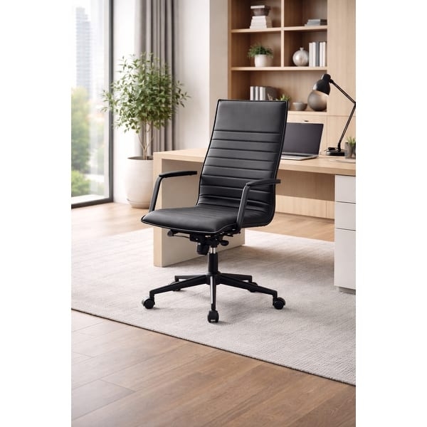 Office Chair Ribbed High Back Chrome Base Modern