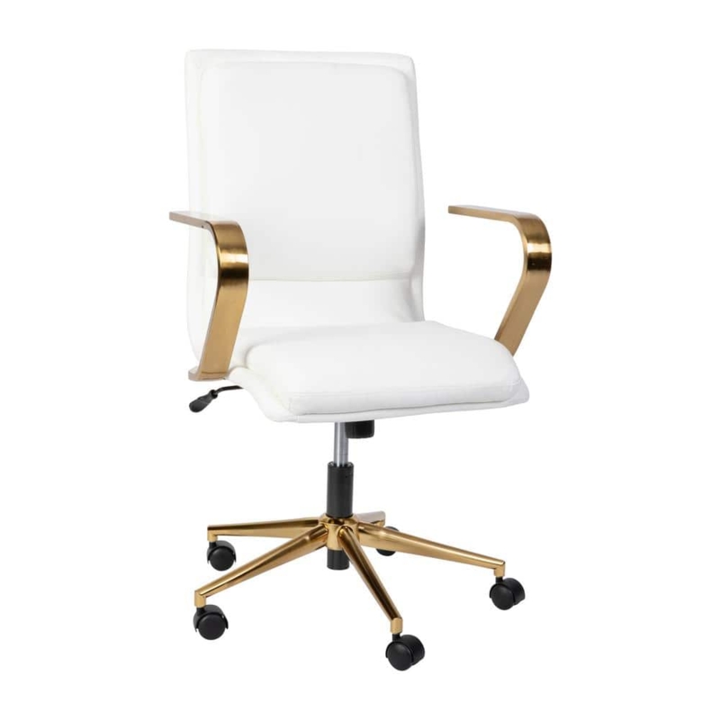 Office Chair Ribbed Stitching Padded Arms Modern Style
