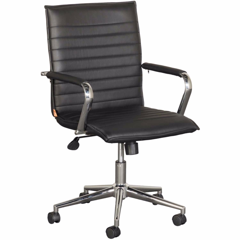 Office Chair Ribbed Upholstery Polished Chrome Low Back Silhouette