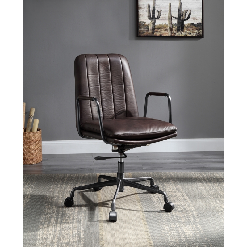Office Chair Ribbed Upholstery Wood Toned Shell Armless Silhouette