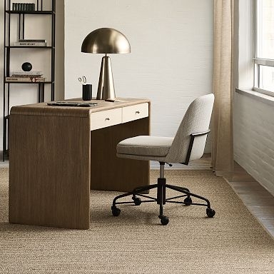 Office Chair Saddle Brown Leather-Like Architectural Metal Frame