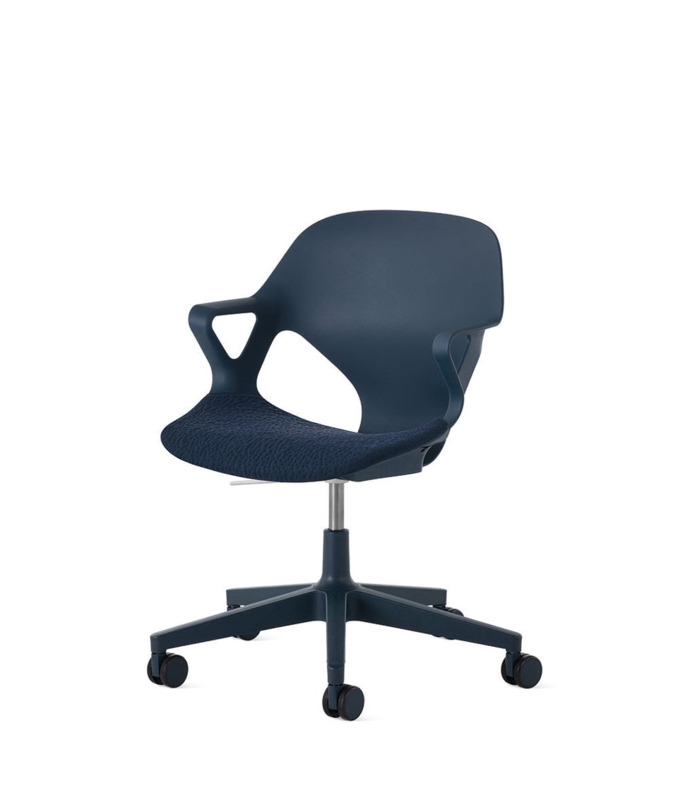 Office Chair Sculpted Seat Shell Monochromatic Dark Blue Modern