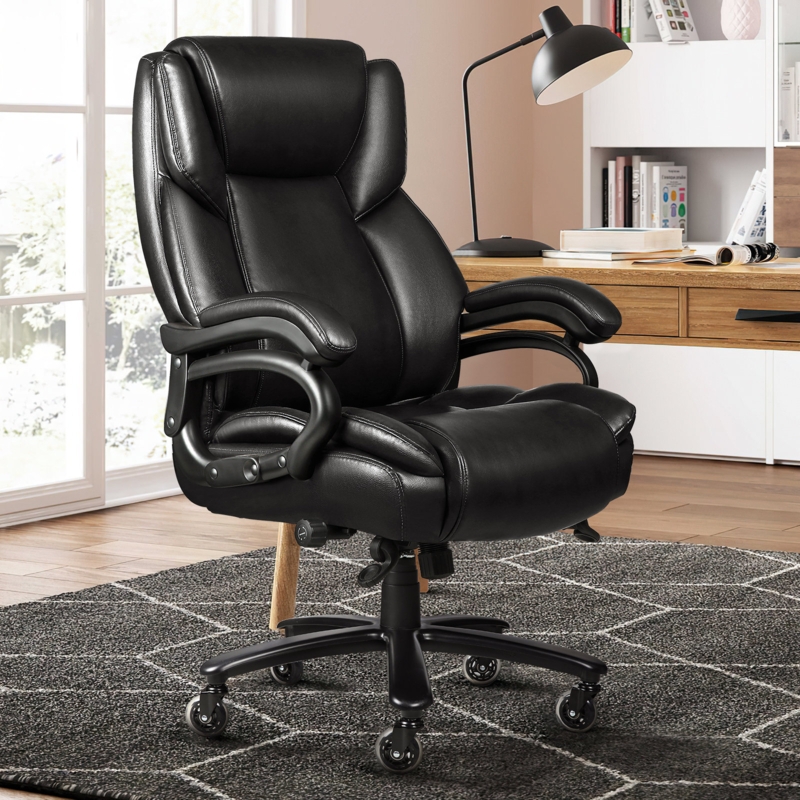 Office Chair Silver Armrest Accents Black Segmented Padding