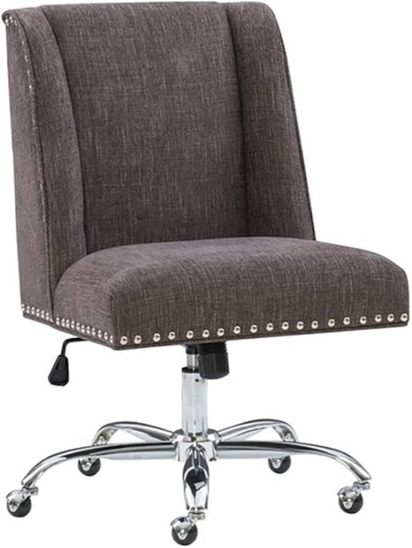 Office Chair Silver Nailhead Accents Armless Polished Chrome Base