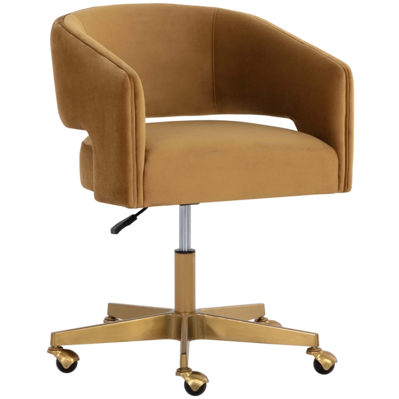Office Chair Sky Blue Vertical Channel Tufting Integrated Arms
