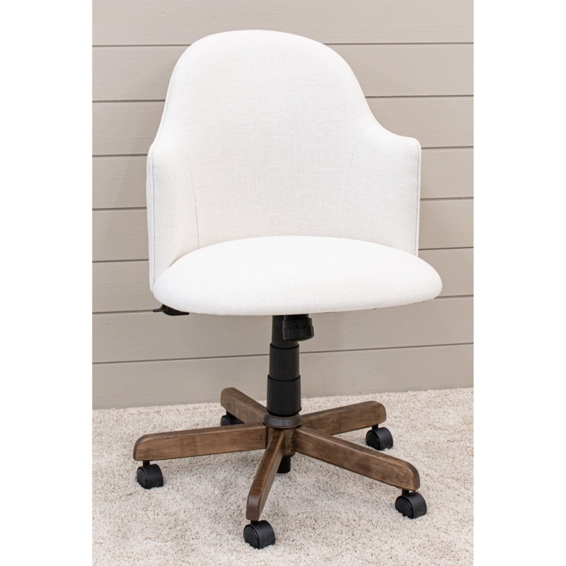 Office Chair Snow White Upholstery Wood Base Armless