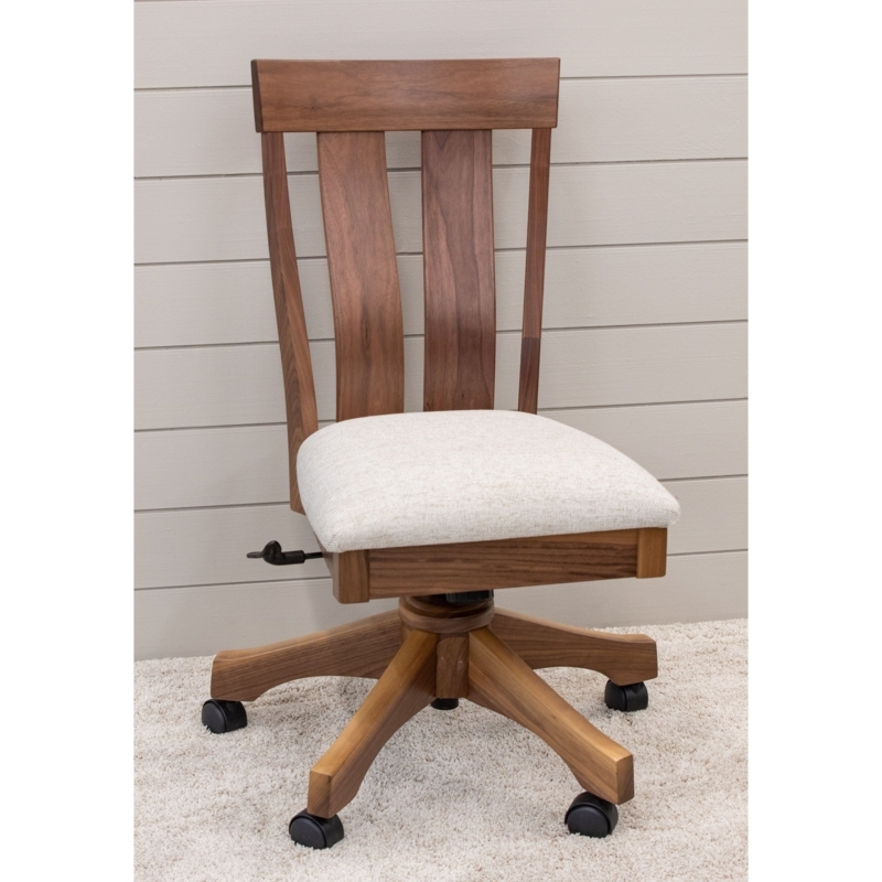 Office Chair Spindle Back Solid Wood Frame Walnut Finish Shaker Style