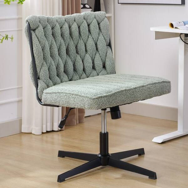 Office Chair Splayed Legs Tapered Cream Fabric No Wheels Base