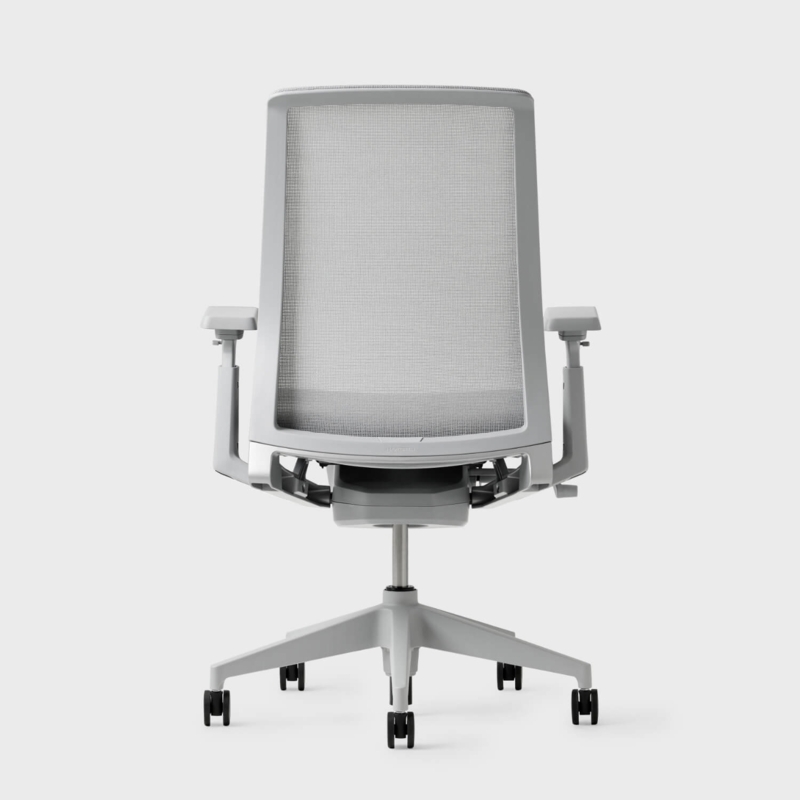 Office Chair Steel Grey Mesh Back Brushed Metal Base Adjustable Arms