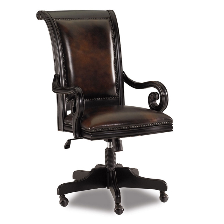 Office Chair: Traditional Burgundy Leather-Like with Button Tufting.