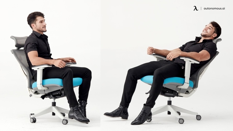Office Chair Underside Detail with Tilt Lock Mechanism and Mesh Seat