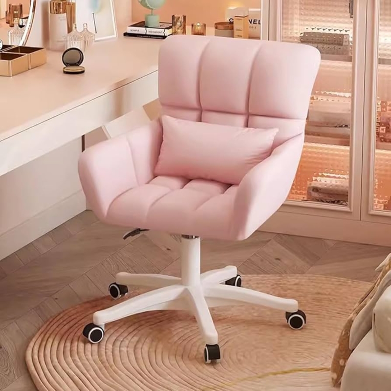 Office Chair Velvet Gold Base Lumbar Pillow Channel Tufted