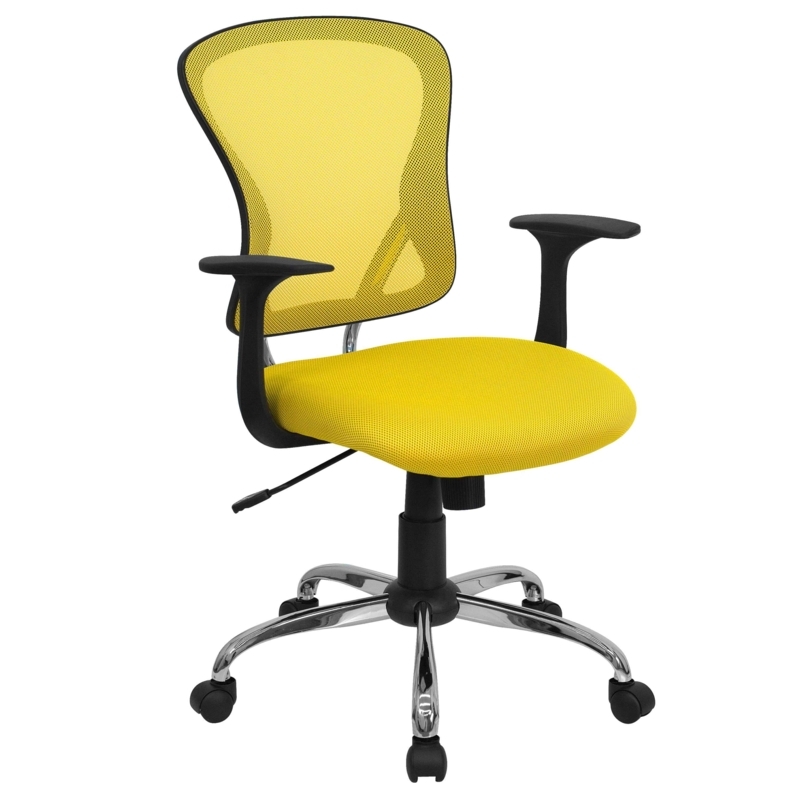 Office Chair, Vibrant Orange Mesh Back, Headrest, Black Seat