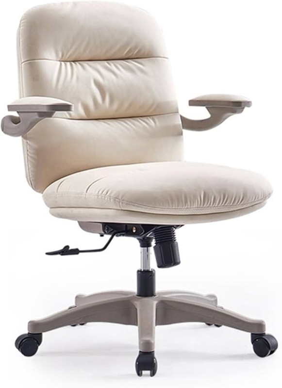 Office Chair White Ergonomic Flip-Up Arms Modern