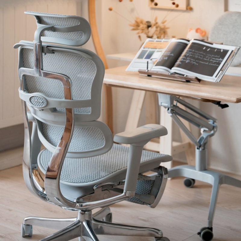 Office Chair White Frame Breathable Mesh High Back Modern