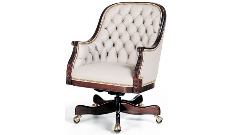 Office Chair: White Low Back Armless Swivel with Wood Toned Base