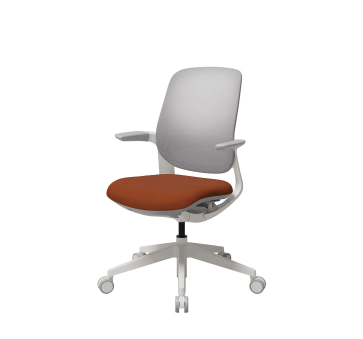 Office Chair White Mesh Back Blue Seat Armless Swivel Base