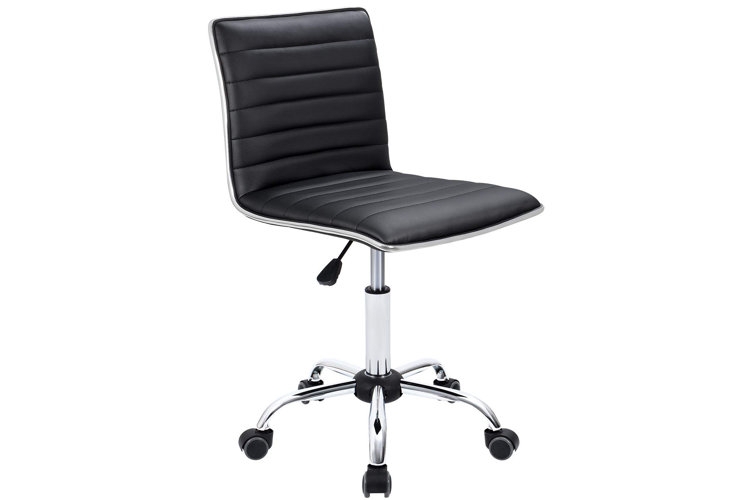 Office Chair White Ribbed Upholstery Polished Chrome Base
