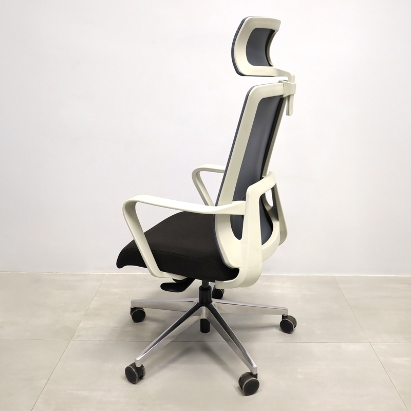 Office Chair with Adjustable Headrest and Breathable Black Mesh Back