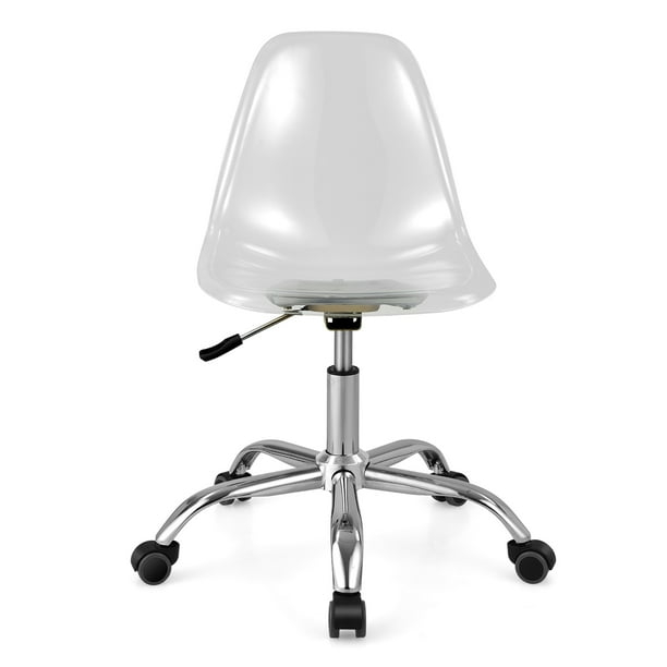 Office Chair with Back Cutout Handle, Transparent Acrylic and Chrome Base