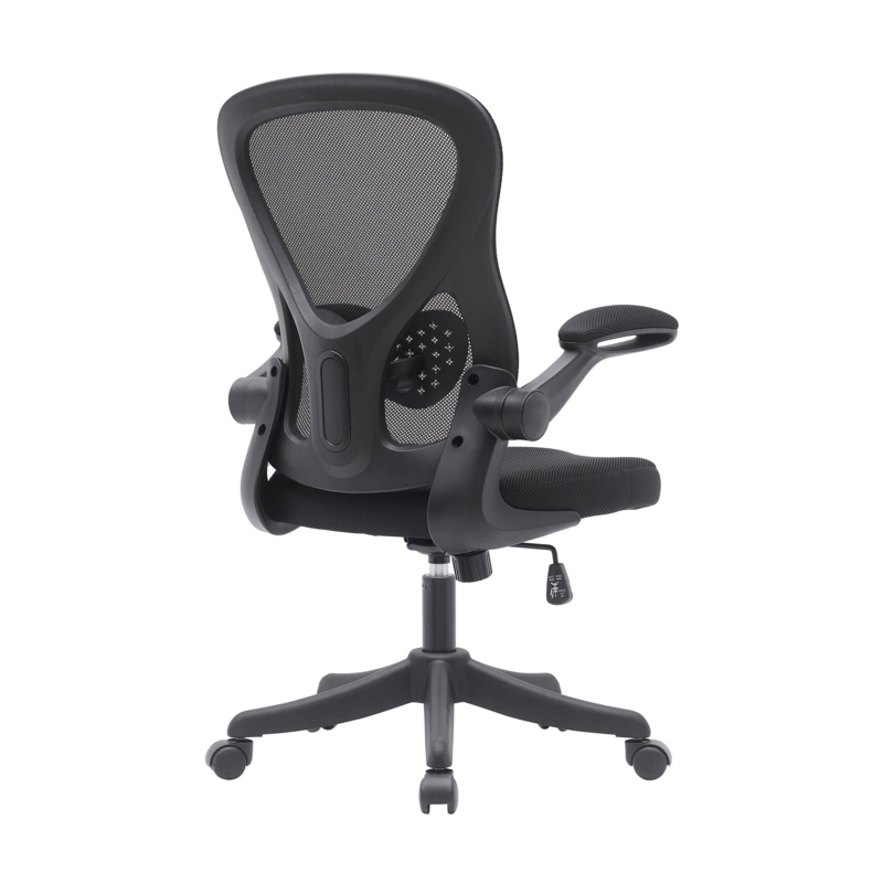 Office Chair with Flip-Up Arms and Mesh Lumbar Support Black