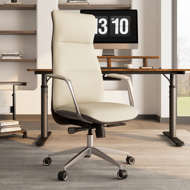 Office Chair with High Back Mesh & White Frame Contrast