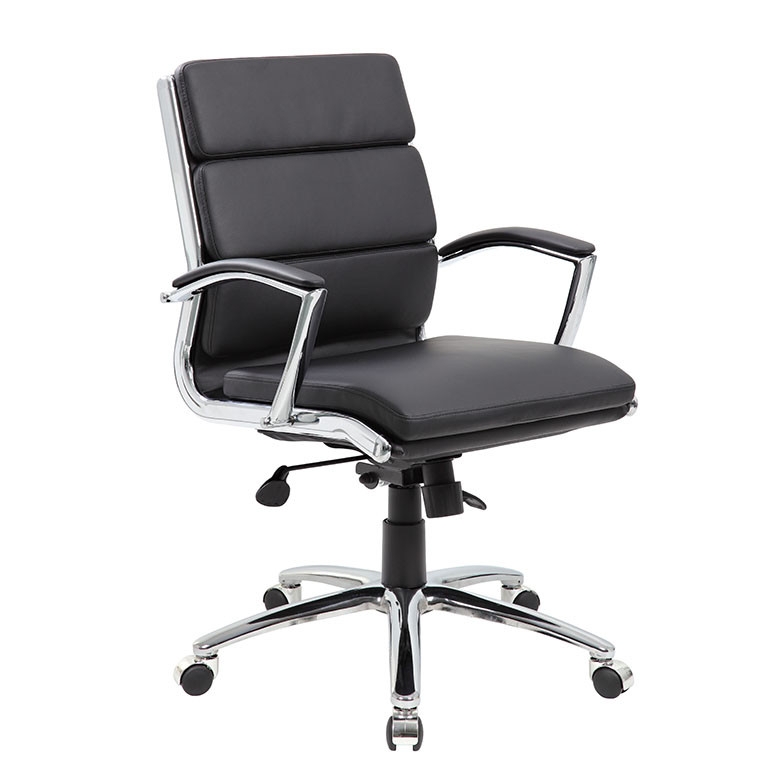 Office Chair with Horizontal Ribbing and Silver Accents, Modern Style