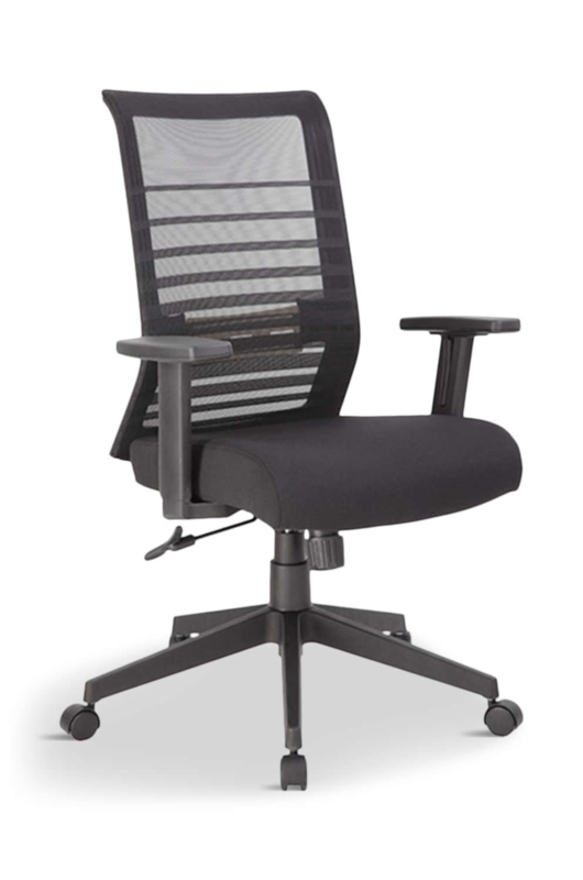 Office Chair with Linear Mesh Back, Monochrome Minimalist Design