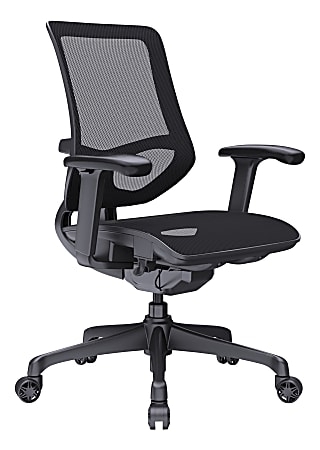 Office Chair with Mesh Seat & Back, Adjustable Armrests, Matte Black