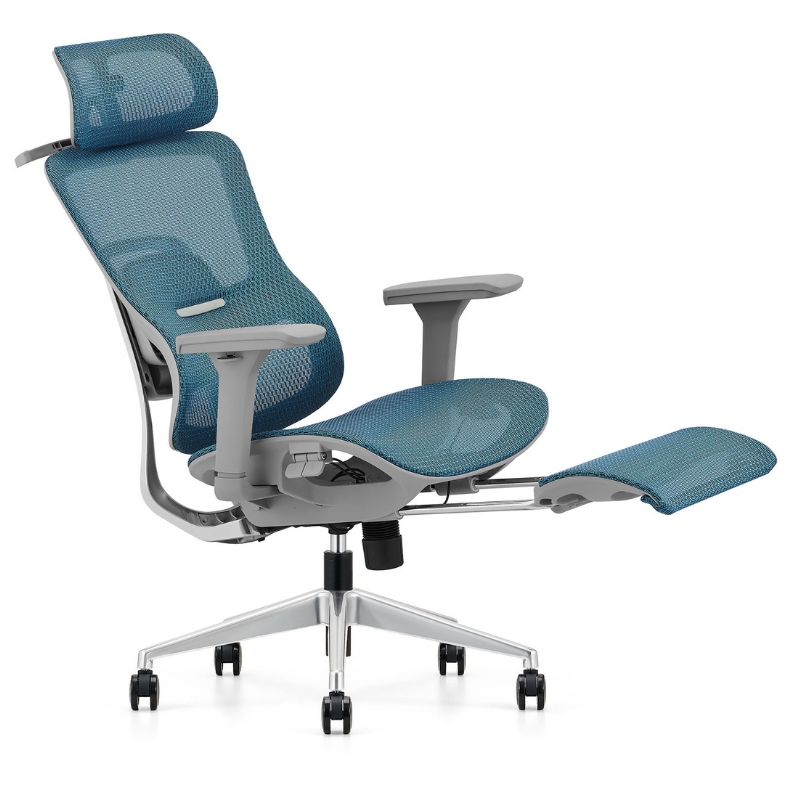 Office Chair with Polished Aluminum Base & Adjustable Lumbar Support