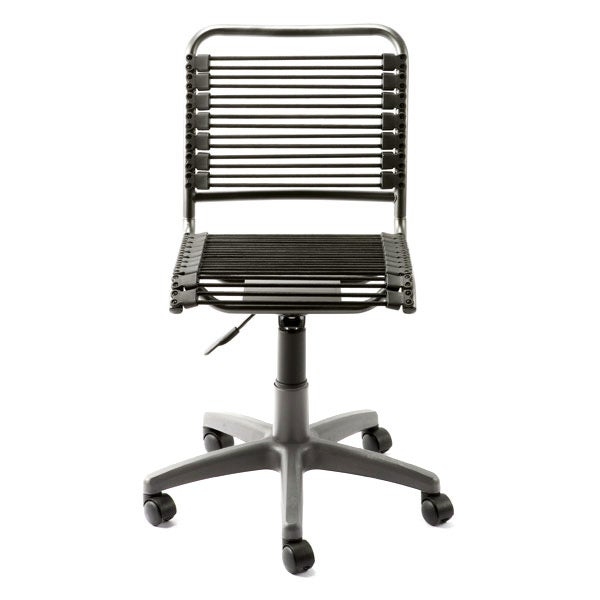 Office Chair with Polished Chrome Frame, Minimalist Bungee Cords