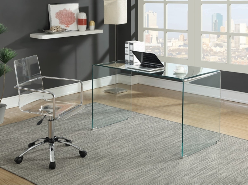 Office Chair with Transparent Acrylic Seat & Polished Base