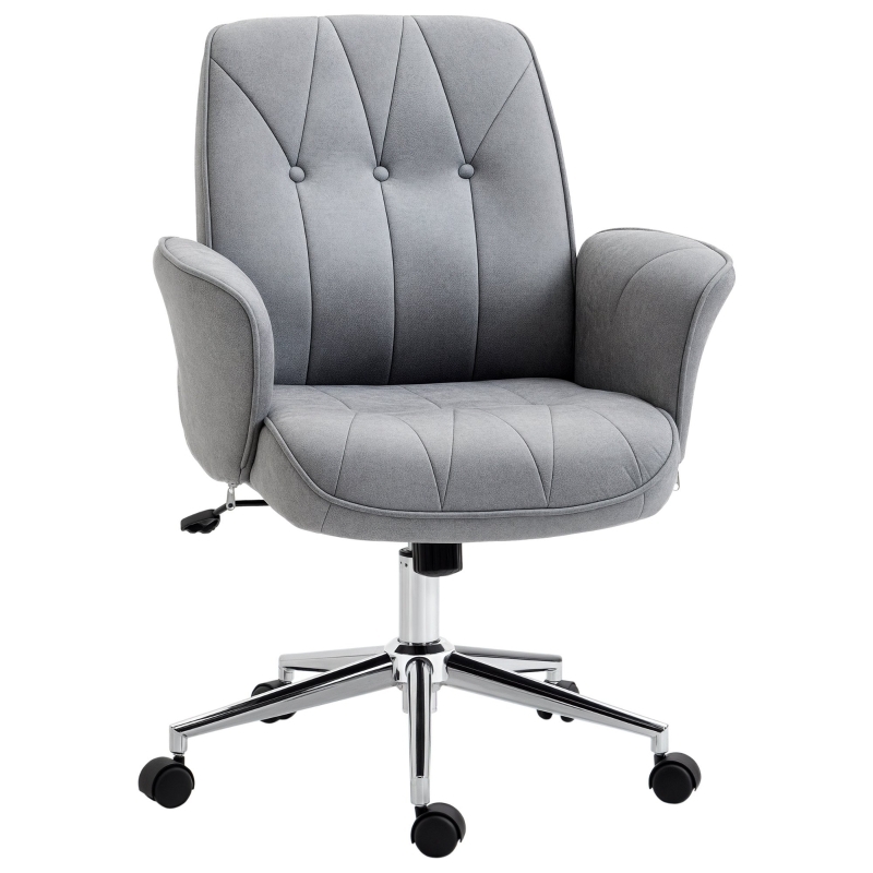Office Chair with Vertical Channel Tufting & Chrome Base