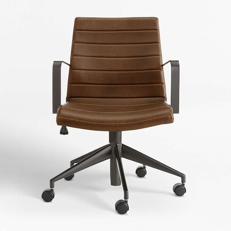 Office Chair Wood Star Base Pecan Frame Mid Century Modern Style