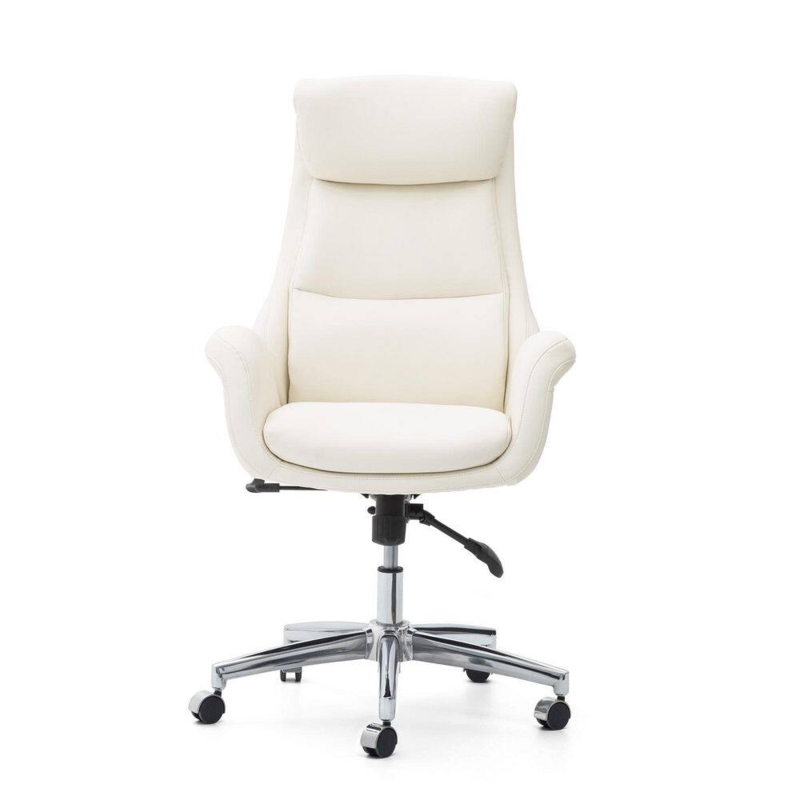 Office Chair Wood Toned Shell Armless Swivel Desk Seating White