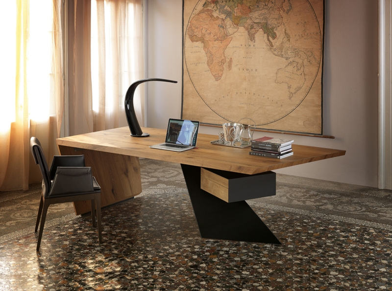 Office Desk Asymmetrical Silhouette and Angled Legs