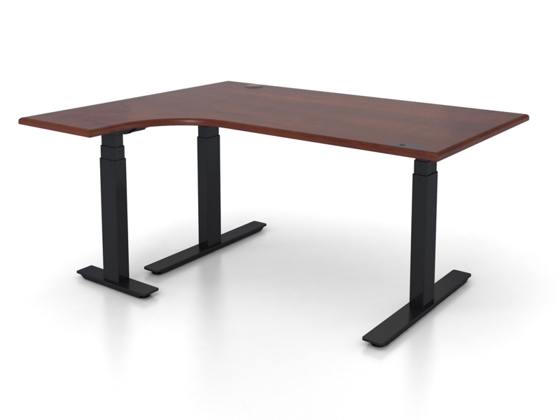 Office Desk Cider Finish L-Shaped with Adjustable Height Base