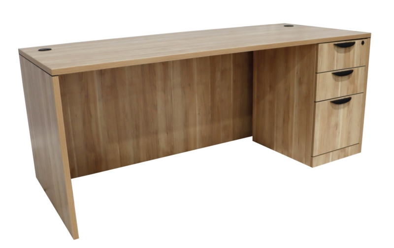 Office Desk Espresso Finish Two-Drawer Pedestal Modern Workstation