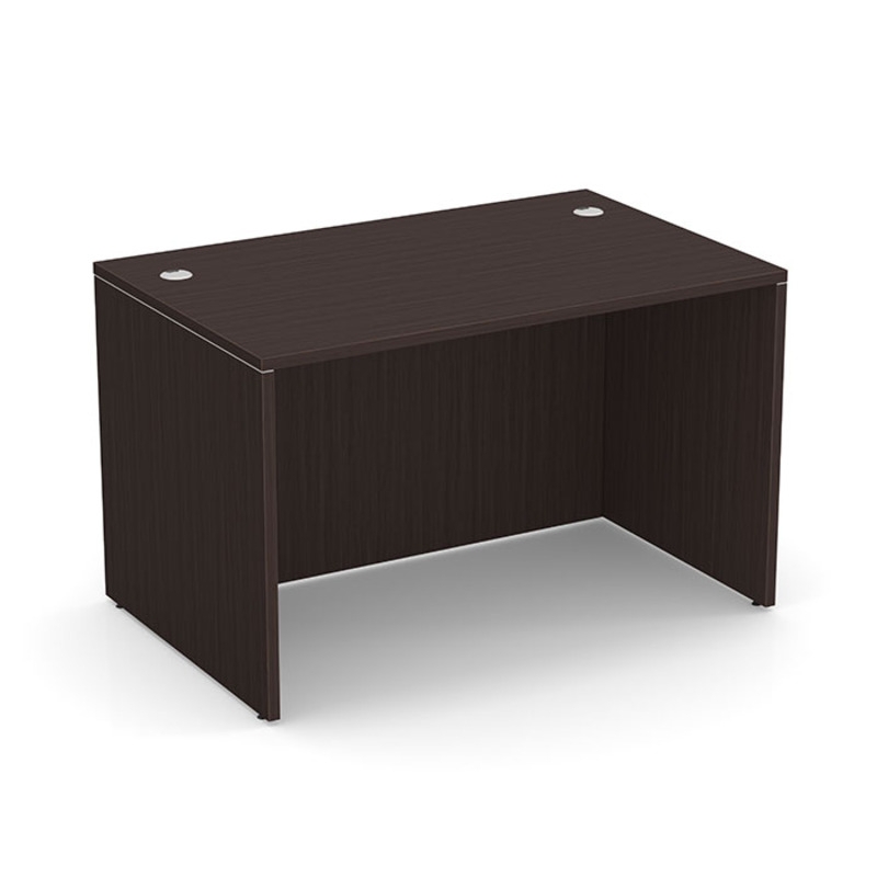 Office Desk Shell with Modesty Panel in Dark Wood Tone