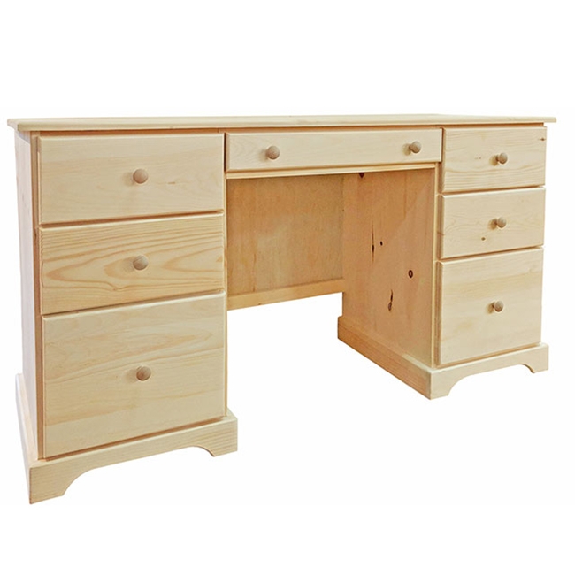 Office Desk Traditional Natural Finish Double Pedestal with Seven Drawers